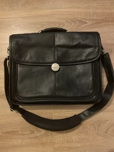 Dell Vintage Heavy Duty Leather Laptop Bag Case Messenger Shoulder Strap Bag - Picture 1 of 13