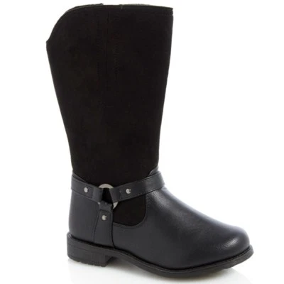 Nuevas Botas Altas Rachel Windham Jóvenes Niñas Negras Moda Montar Cremallera Lateral 12-4 Foto 1 de 2