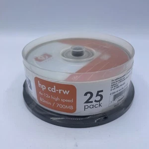HP invent CD-RW 12X Optical Media Discs 80 Min 700 MB Orange Silver 25 Pack New - Picture 1 of 6