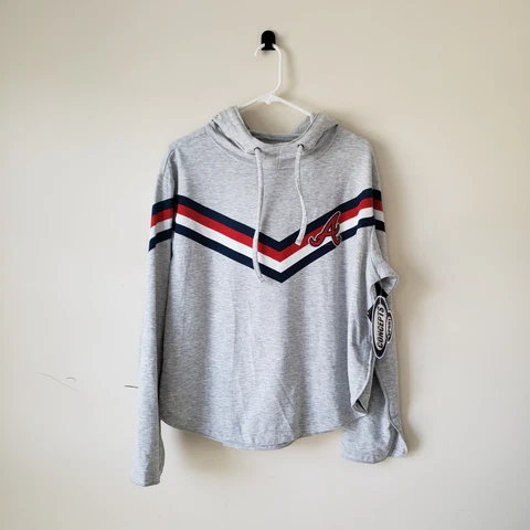 Atlanta Braves Fleece Hooded Sweatshirt Womens Large Gray Concepts Sport MLB NWT Cover