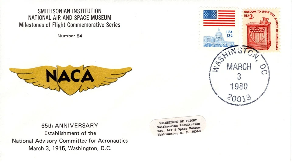NATIONAL ADVISORY COMM. FOR AERONAUTICS,  WASHINGTON, DC 1980 FDC9058 - Image 1 of 1