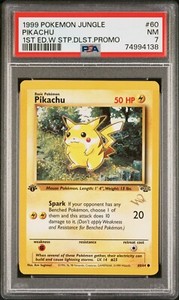 Pokémon TCG 1st Edition Pikachu W STAMP DUELIST PROMO Jungle #60 PSA 7