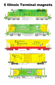 Illinois Terminal Locomotoras y Tren 5 imanes Andy Fletcher - Imagen 1 de 1