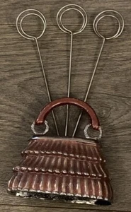 Metal Brass Wire Stand Photo Holder Red/gold Purse Base for 3 Cards Pics Notes - Picture 1 of 9