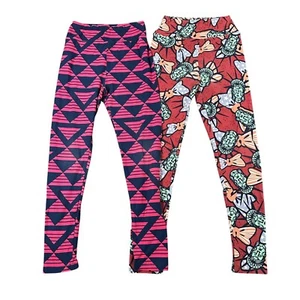 LulaRoe Girls Tween Lot of 2 Pair of Pull On Leggings Statue of Liberty & Print - Picture 1 of 10