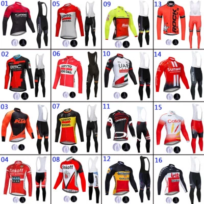 Mens Classic Cycling Jersey Winter Thermal Bike Top + Cycling Bib tights set - Image 1 of 4