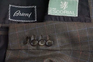 Brioni Nomentano Brown Blue Orange Plaid Escorial Wool Sport Coat Jacket Sz 41L - Picture 1 of 10