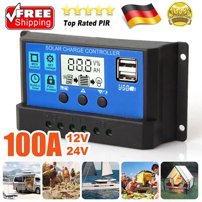 100A PWM Solar Laderegler Charge Panel Controller Regulator Mit USB LCD 12V/24V - Bild 1 von 4