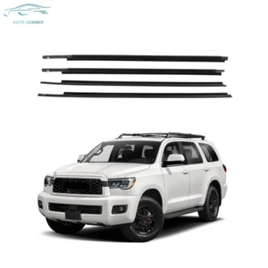 For 2008-2020 Toyota Sequoia 4pcs Black Rubber Door Belt Molding Weatherstrip - Picture 1 of 8