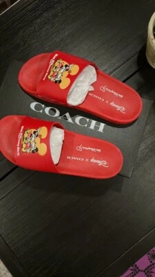 Coach Disney 50 Aniversario Mickey Minnie Slide Eléctrico Rojo Talla 8, Nuevo en Caja Foto 1 de 2