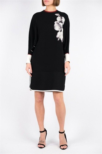 Abito da donna Fendi nero con stampa fiori di seta taglia 40