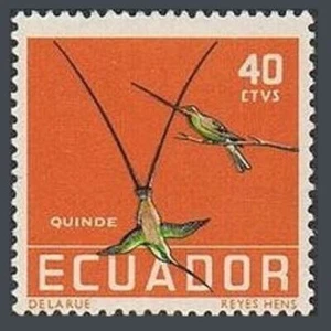 Ecuador 637, MNH. Michel 959. 1958. Colibríes negros de cola de espada. - Imagen 1 de 1