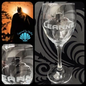 BATMAN Wine Glass! Free Personalised Name Engraved For Him Her Birthday Gift - Picture 1 of 12