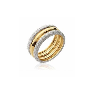 Bague Alliance Bicolore ZIRCONIUM Plaqué or 18 CARATS T 56 à 64 Homme/Femmme - Photo 1/4