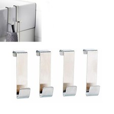 4-Pack Stainless Steel Over Door Hooks Kitchen Cabinet Hat Clothes Hanger Hooks