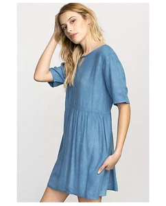 RVCA Women's Out of Town Babydoll Dress, Ace Blue, XS - NEW - Picture 1 of 10