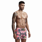 Seobean Men's Surfing Trunks Trend Pink Casual Summer Beach Coconut Tree Shorts