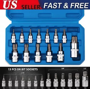 13Pcs Hex Key Master Allen Wrench SAE & Metric Socket Set 1/4" 3/8" 1/2" Drive - Picture 1 of 12