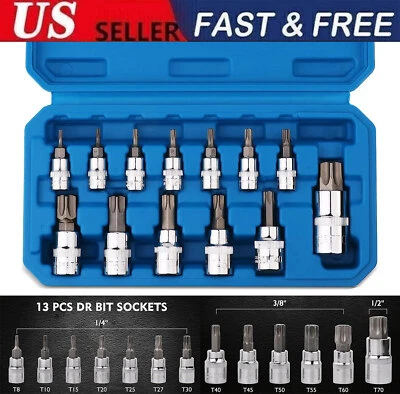 13Pcs Hex Key Master Allen Wrench SAE & Metric Socket Set 1/4" 3/8" 1/2" Drive - Image 1 of 4