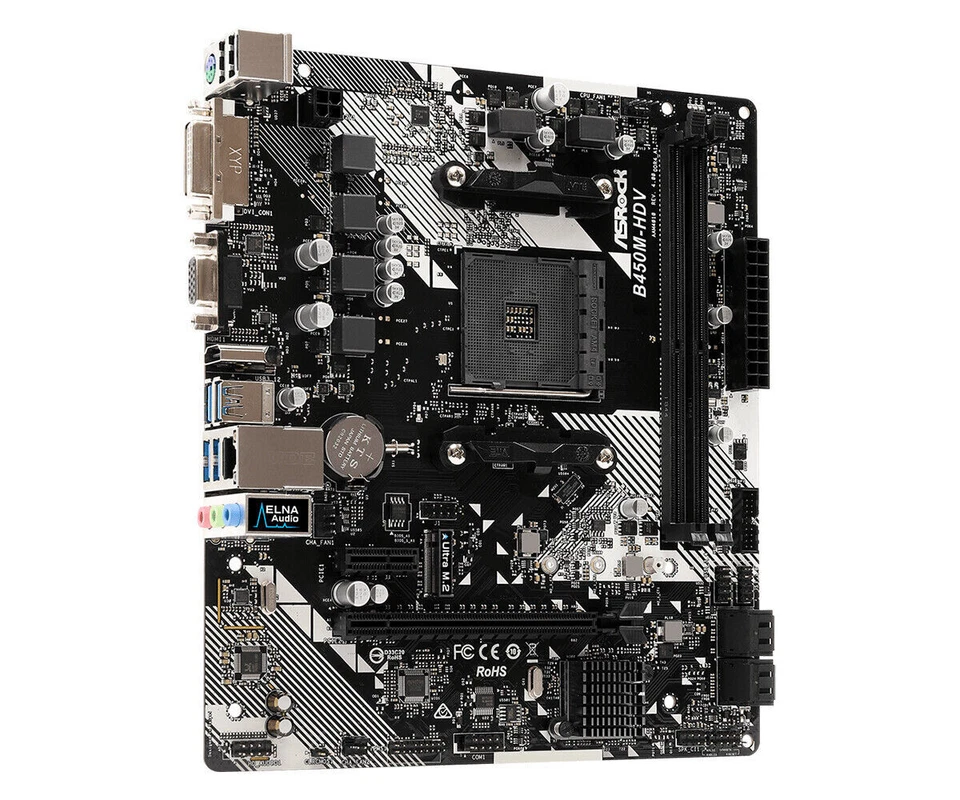 ASRock B450m, AM4, AMD (90-MXB9N0-A0UAYZ) Motherboard