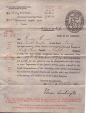 1874 admiralty cert signed by vernon lushington friend of the pre - raphaelites