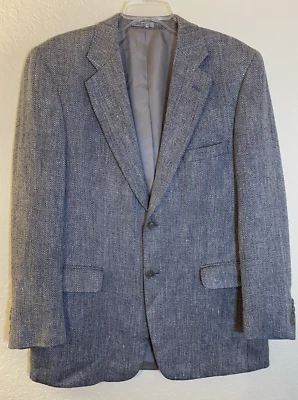 Stafford Men's 100% Silk Blazer Sport Dinner Jacket Gray Tweed 40R Preppy Corp - Image 1 of 4
