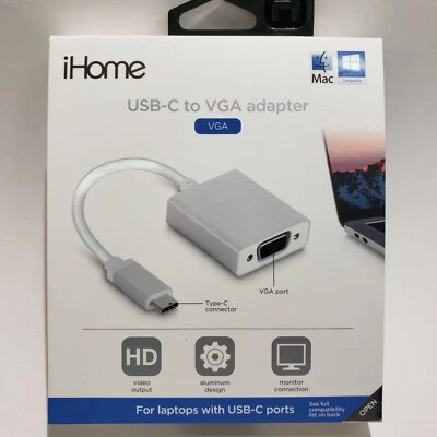 New iHome USB-C To VGA Adapter Video  Cable/connection IMAC-W-CT212S NEW - Image 1 of 4