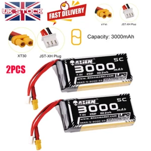 2 PIEZAS 3000mAh 7.4V 2S LiPo Batería Control Remoto Transmisor RC Helicóptero Reino Unido - Imagen 1 de 8