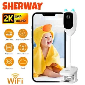 2K WiFi Baby Monitor Camera Indoor Crying Detection with Holder Night Vision Cam - Picture 1 of 21