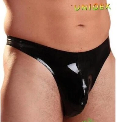 Men's Sexy Latex Rubber White/Black thong Shorts Underwear ClubWear BDSM 0.4mm - Image 1 of 4