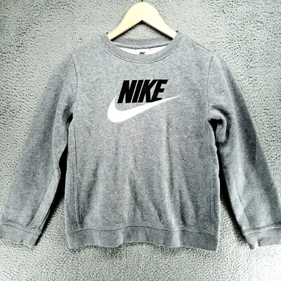 Nike Embroidered Swoosh Black Crewneck Sweatshirt Youth Size M Gray - Image 1 of 4