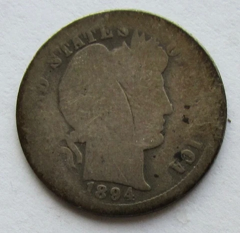 1894-O Barber Silver Dime Rare Key Date New Orleans Cleaned Scratched Filler Cover