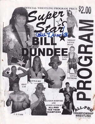 Bill Dundee Signed 8.5x11 All Pro Wrestling Event Program Jerry Lawler - Image 1 of 4