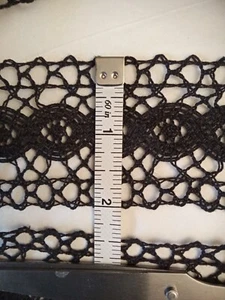 2" Black Cotton Cluny Lace Trimming made in Germany - Picture 1 of 4