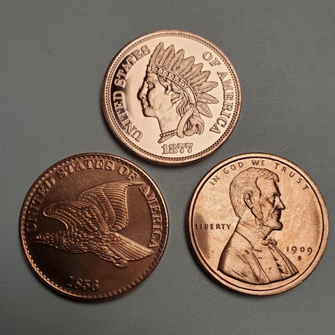 1877 Indian Head 1856 Flying Eagle 1909 VDB Lincoln Cent Troy oz COPPER BULLION Cover