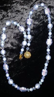 Винтажное ожерелье 26 дюймов ~ бусины из венецианской фольги, граненое стекло и лунный камень - Изображение 1 из 3