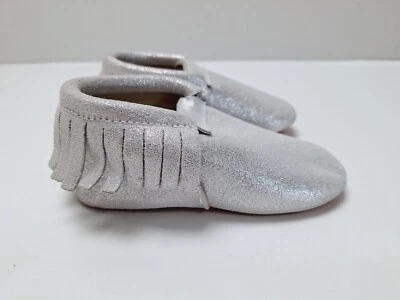 Monkey Feet Shoes 2-3 Y Silver Metallic Leather Fringe Toddler NEW h - Image 1 of 4