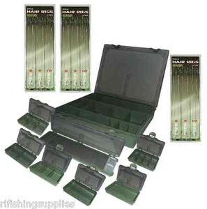 Large 7+1 Carp Fishing Tackle Box Storage System + 18 x Hair Rigs + Rig Board - Picture 1 of 3