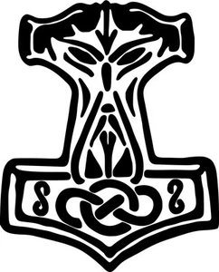 Calcomanía pegatina de vinilo Thor's Hammer Mjolnir nórdica vikinga - elige tamaño y color - Imagen 1 de 2