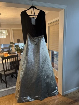 Mac Duggal NWT Gold Beaded Ballgown Dress Size 26W Long Sleeve NWT - Image 1 of 4