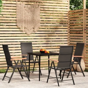 Garden Dining Set Black Outdoor Furniture 3/5/7/9 Piece Multi Sizes vidaXL - Picture 1 of 56