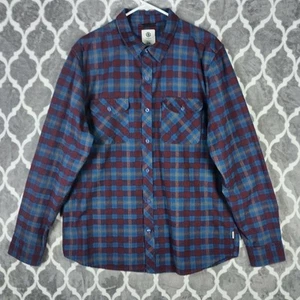 Element Flannel Shirt Men Large Red Blue Plaid Long Sleeve Skate Button-Up - Picture 1 of 7