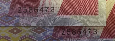 2 CONSECUTIVE LESOTHO 1990 REPLACEMENT (Z PREFIX LETTER) NOTES Pick # 11 UNC - Image 1 of 3