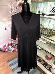 Old Navy Women’s Size Plus 1X Dress Black V-Neck Side Tie - Picture 1 of 6