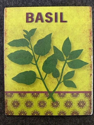 Letrero decorativo de hierbas de jardín de hojalata de metal BASIL - pequeño Foto 1 de 3