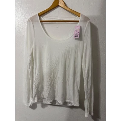 Wild Fable White Ribbed Scoop Neck Long Sleeve Top  XL Thin - Image 1 of 4
