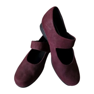 Tamancos Abeo Mocassins Sapatos Femininos 7M Vermelho Mary Jane Pulseira de Couro Conforto - Imagem 1 de 4