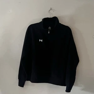 Under Armour Women's Black Essential Fleece 1/2 Zip Long Sleeve Top Size M NWT - Picture 1 of 3