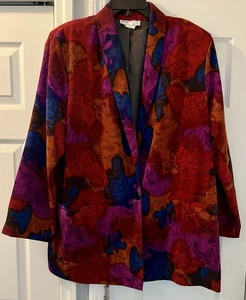 Vintage KENSINGTON SQUARE Multicolor Print 1 Button Blazer Size XL Pre-Owned - Picture 1 of 5