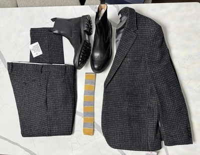 Harris Tweed/ NOAK 42R (36x 32 ), Charcoal -Houndstooth Heavy wool Suit SLIM FIT - Image 1 of 4